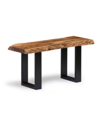 Alpine Natural Live Edge 36" Bench With Coat Hook Shelf Set