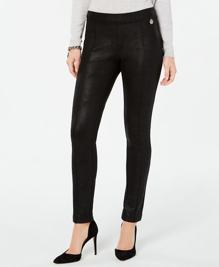 Tommy Hilfiger Crackle-Finish Skinny Pants, Created for Macy's - Macy's