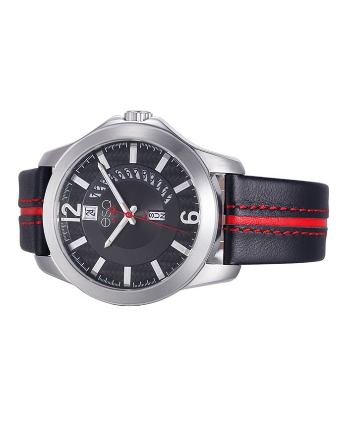 ESQ Men's Stainless Steel Watch, Black Dial, Day and Date Windows Macy's