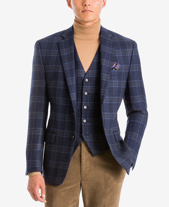 Ralph Lauren Men's Classic Fit Brown Plaid Vest Brown Size 46 REG