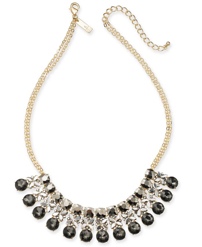 INC International Concepts I.N.C. Gold-Tone Crystal Statement Necklace ...