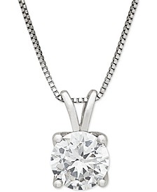 IGI Certified Lab Grown Diamond Solitaire 18" Pendant Necklace (1 ct. t.w.) in 14k White Gold