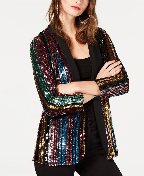 Inc International Concepts I N C Rainbow Sequined Blazer Created