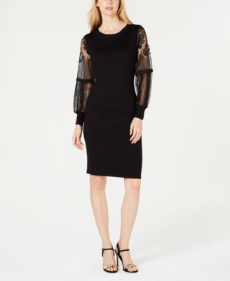 NY Collection - Petite Lace-Sleeve Sweater Dress