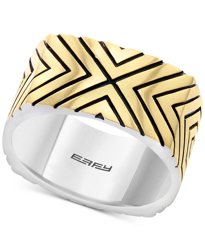 EFFY Collection EFFY® Men's Statement Ring in Sterling Silver & 18k