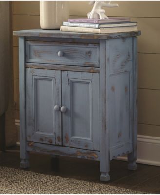 Country Cottage Accent Cabinet, Blue Antique Finish