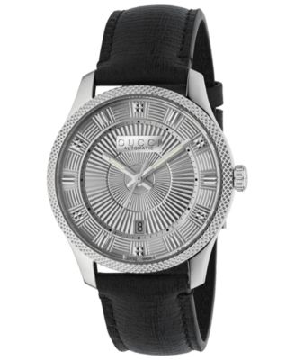 Gucci - Men's Swiss Automatic Eryx Black Leather Strap Watch 40mm
