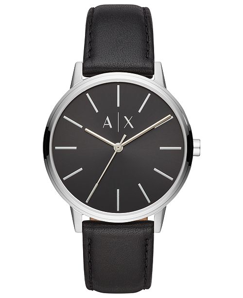 A X Armani Exchange Men S Cayde Black Leather Strap Watch 42mm Reviews Watches Jewelry Watches Macy S