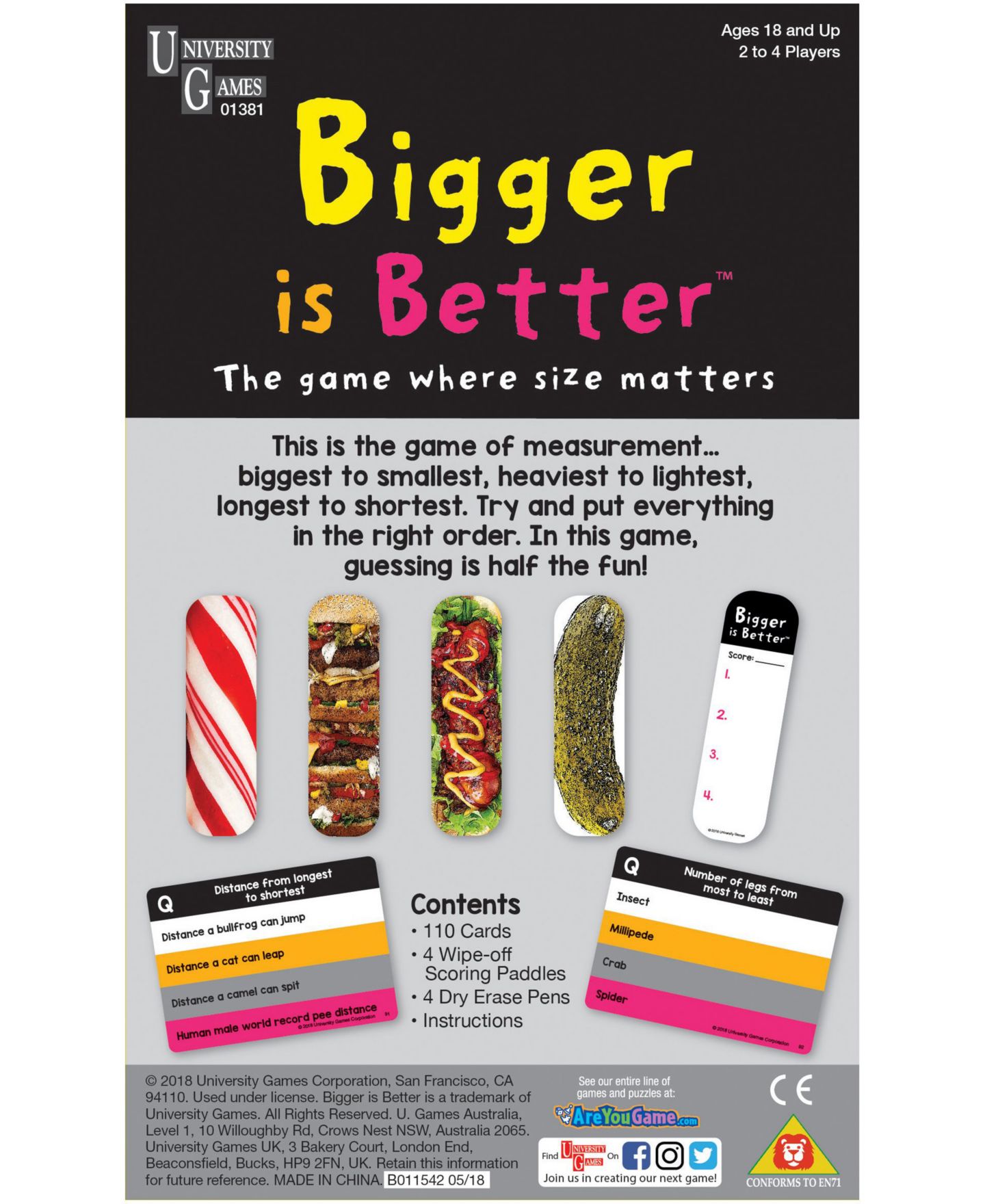 Настольная игра University Games Bigger is Better, 110 карточек, от 18 лет — фото 2