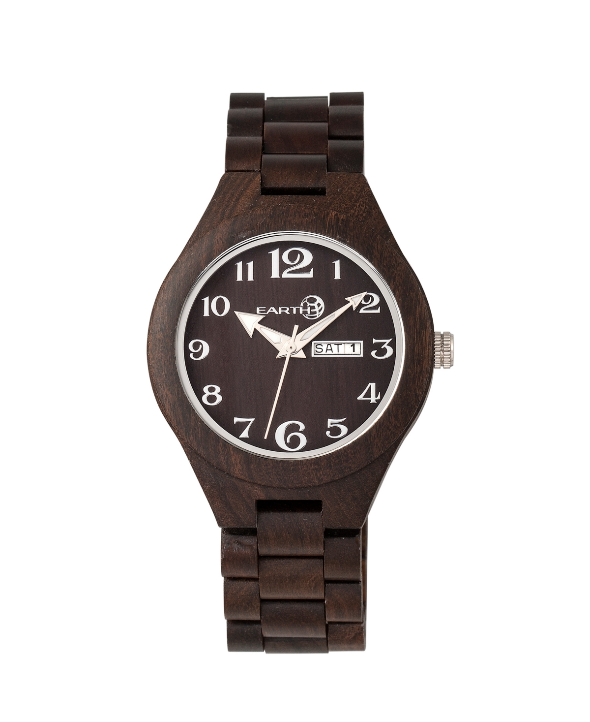 Earth Wood Sapwood Wood Bracelet Watch W/Date Brown 41Mm