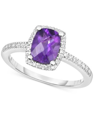 Macy's - Peridot (1-1/4 ct. t.w.) & Diamond (1/8 ct. t.w.) Ring in 14k White Gold (Also in Rhodolite Garnet, Amethyst & Blue Topaz)