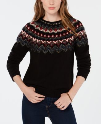 Lucky Brand Patterned Yoke Sweater Macy s