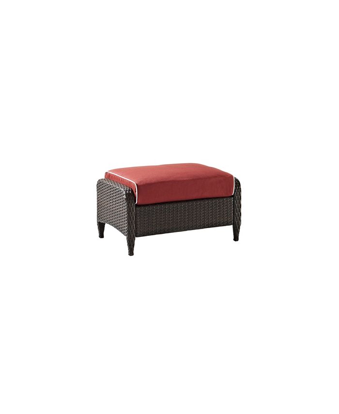 Crosley Kiawah Outdoor Wicker Ottoman With Sangria Cushions Macy's