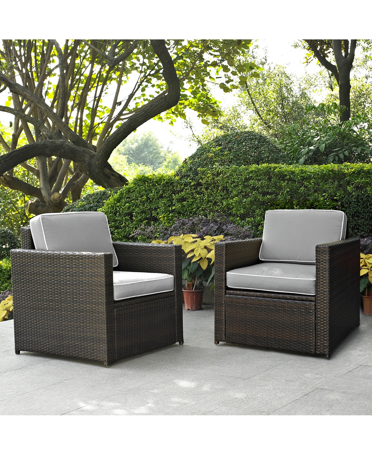 Shop Crosley Palm Harbor 2 Piece Outdoor Wicker Seating Set With Cushions In Grey