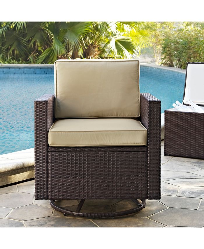 Crosley Palm Harbor Outdoor Wicker Swivel Rocker Chair With Cushions