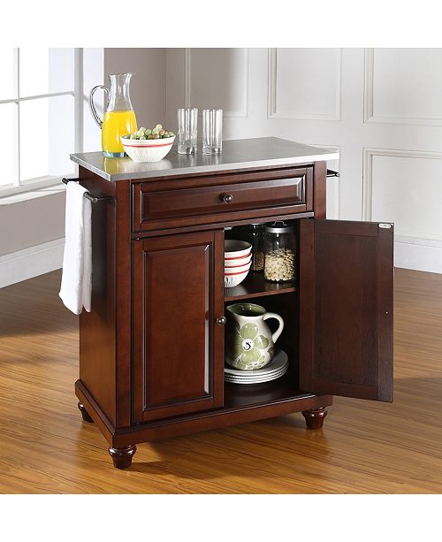Crosley Cambridge Stainless Steel Top Portable Kitchen Island & Reviews - Furniture - Macy&#39;s