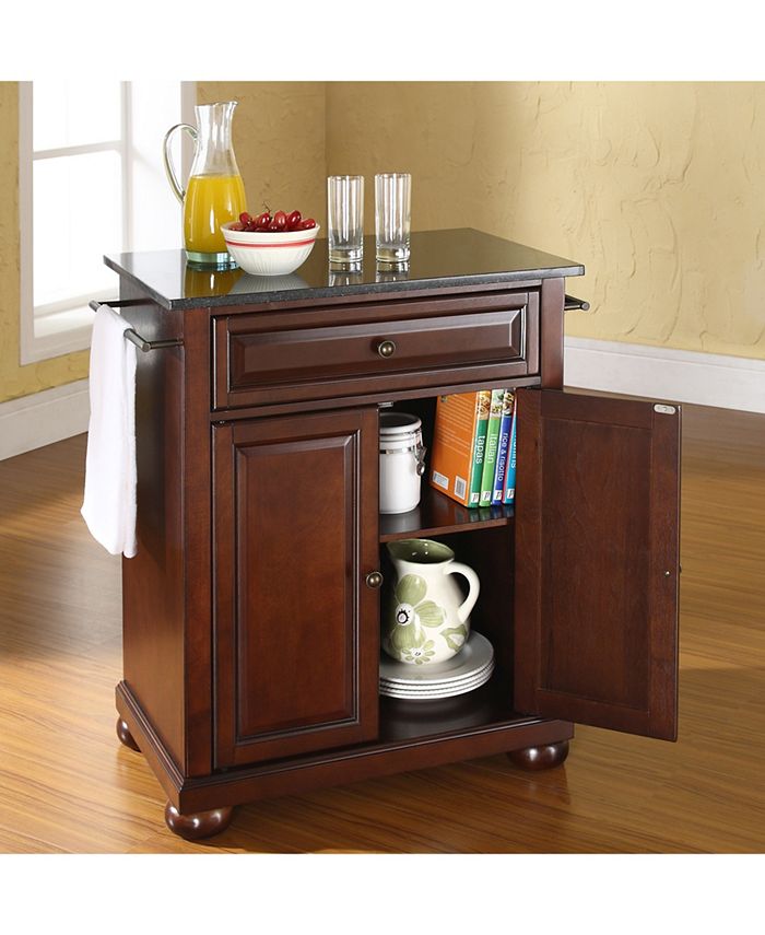 Crosley Alexandria Solid Black Granite Top Portable Kitchen Island Macy's
