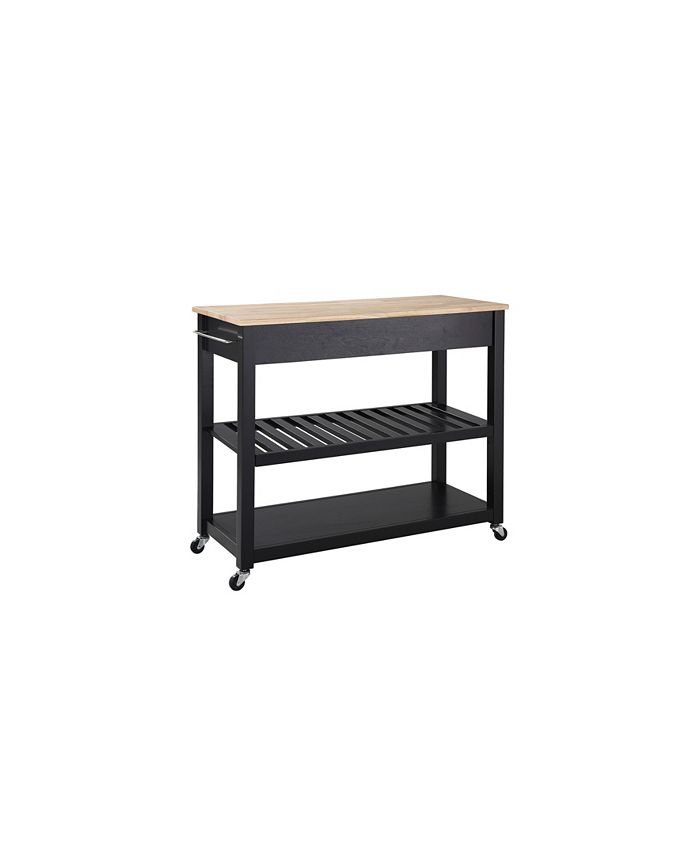 Crosley Natural Wood Top Kitchen Cart Island With Optional Stool