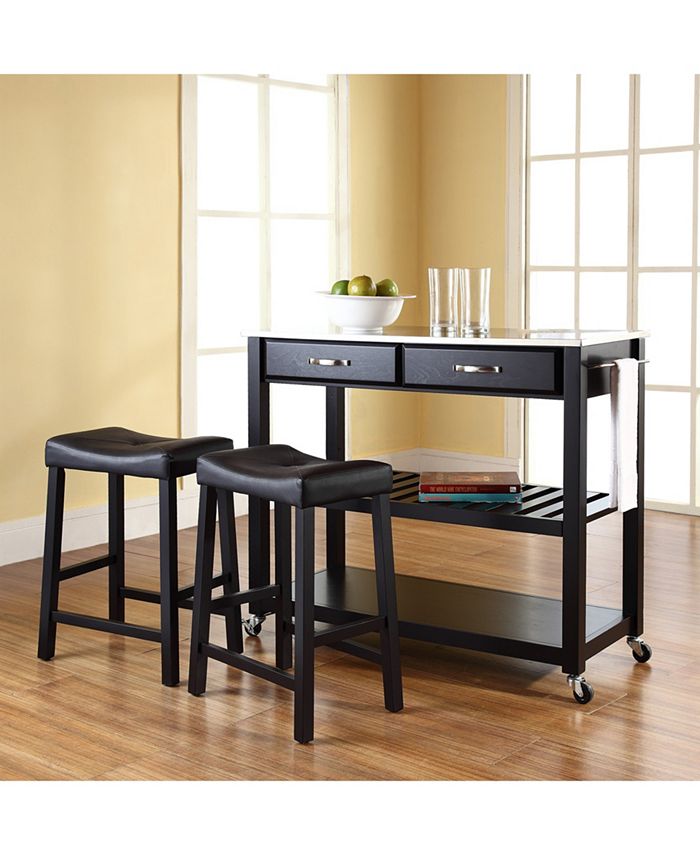 Crosley Stainless Steel Top Kitchen Cart Island With 24" Upholstered