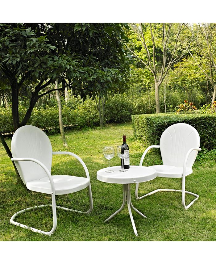 Crosley Griffith 3 Piece Metal Outdoor Conversation Seating Set 2 Chairs With Side Table Macy's
