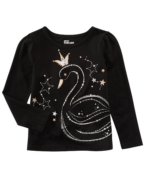 Epic Threads Toddler Girls Long-Sleeve Swan T-Shirt, Created for Macy's ...