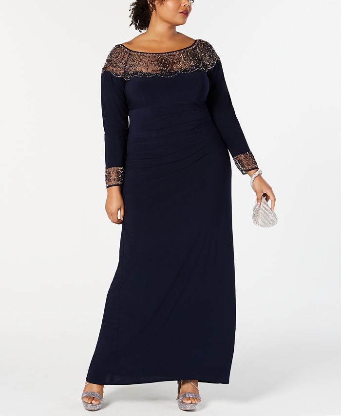 XSCAPE Plus Size Embellished Illusion Gown & Reviews - Dresses - Women ...