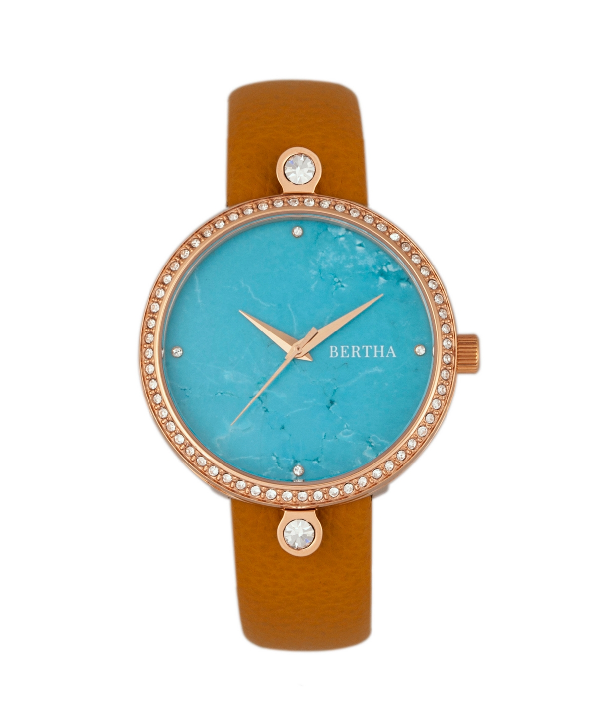 Bertha Quartz Frances Collection Rose Gold And Cerulean Leather Watch 37Mm