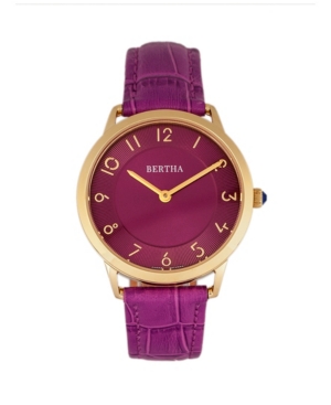 image of Bertha Quartz Abby Collection Gold And Fuchsia Leather Watch 33Mm