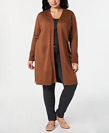 Plus Size Lace-Up-Cuff Duster Cardigan, Created for Macy's