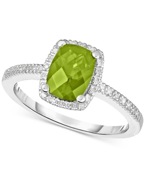 Amethyst (1-1/4 ct tw) & Diamond (1/8 ct tw) Ring in 14k White Gold (Also in Blue Topaz Peridot & Rhodolite Garnet)