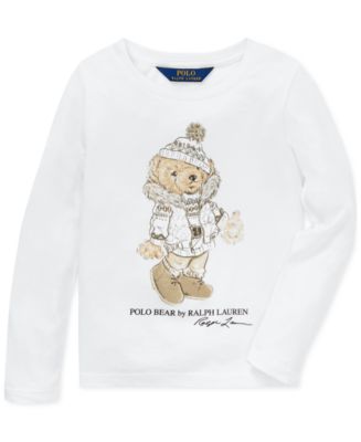 Polo Ralph Lauren Girls White Teddy Bear Long Sleeve T-shirt