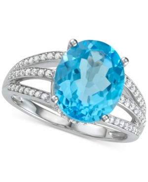 image of Blue Topaz (5-1/8 ct. t.w.) & Diamond (1/3 ct.t.w.) Ring in 14k White Gold