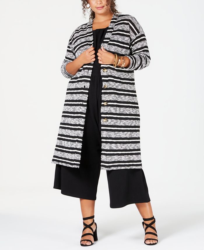 Eyeshadow Trendy Plus Size Striped Completer Cardigan - Macy's