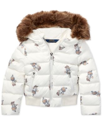 Polo Ralph Lauren Little Girls Polo Bear Down Jacket - Macy's