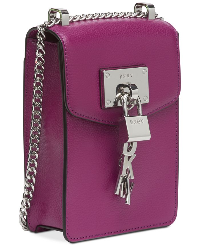 DKNY Elissa Pebble Leather Charm Chain Strap Crossbody, Created for ...