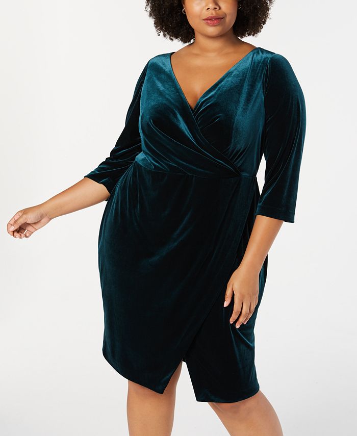 Betsey Johnson Trendy Plus Size Velvet Wrap Dress - Macy's