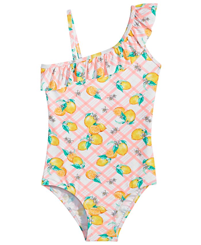 Summer Crush Big Girls 1-Pc. Citrus-Print Ruffle Swimsuit - Macy's