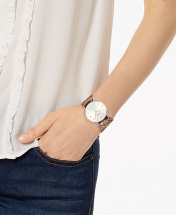 COACH Women s Perry Signature C Satin Scarf Wrap Strap Watch 36mm