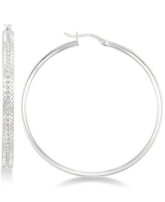Simone I. Smith Textured Hoop Earrings in Sterling Silver - Macy's