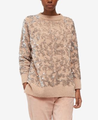 French Connection - Patterned Sequin Crew-Neck Sweater