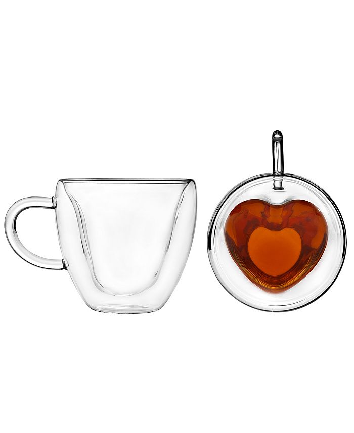 Godinger Coffee Double Wall Heart Mug, Set of 2