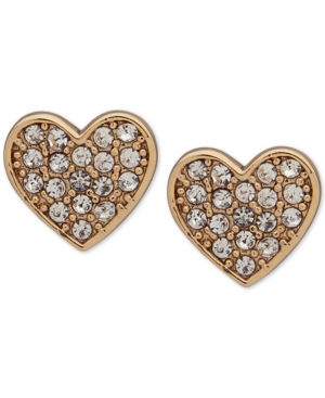 image of Dkny Pave Heart Stud Earrings, Created for Macy-s