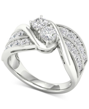 image of Diamond Two-Stone Swirl Engagement Ring (1-1/2 ct. t.w.) in 14k White Gold
