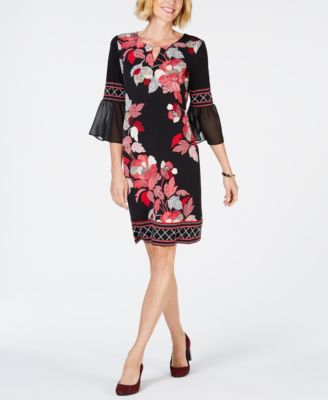 JM Collection - Petite Printed Keyhole Sheath Dress