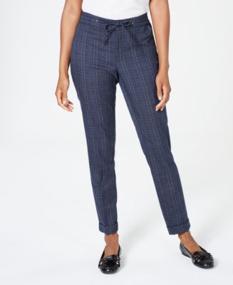 Charter Club Women's Plaid Slim Leg Ankle Pants Blue Size 12