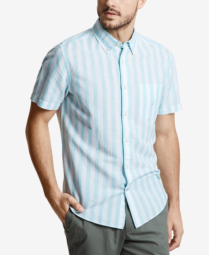 Nautica Men's Linen Vertical Stripe Shirt - Macy's