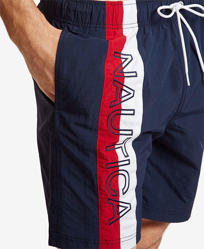 Nautica Mens Big and Tall Surfwashed Colorblocked Swim Trunks - Macy's