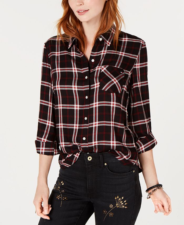Tommy Hilfiger Plaid Button-Up Shirt, Created for Macy's & Reviews ...