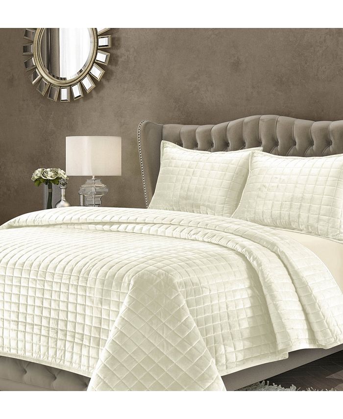 Tribeca Living Florence Velvet Solid Oversized Queen Quilt Set Macy's