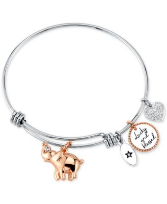 Unwritten Lucky and Blessed Elephant Charm Bangle Bracelet in
